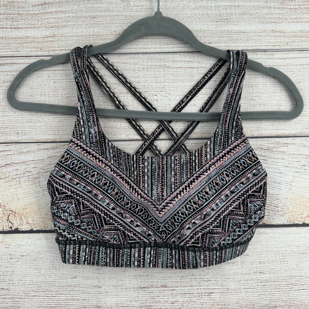 Lululemon Energy Sports Bra Womens 6 Tribal Pace Print Criss Cross Strap